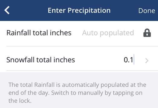 Enter Precipitation - Rainfall or Snowfall