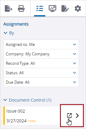 Botones para abrir registros desde el panel de asignaciones