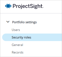 Opción Roles de seguridad en el menú