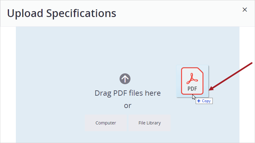 Cargar documento de especificaciones