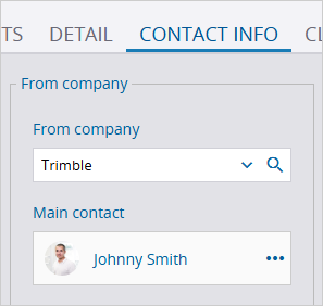Company and contact field in a contract