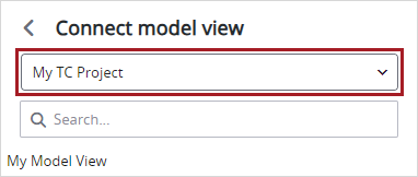 List for selecting Trimble Connect project