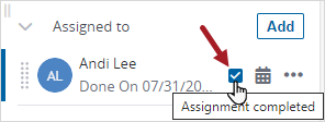 Done checkbox for an assignment